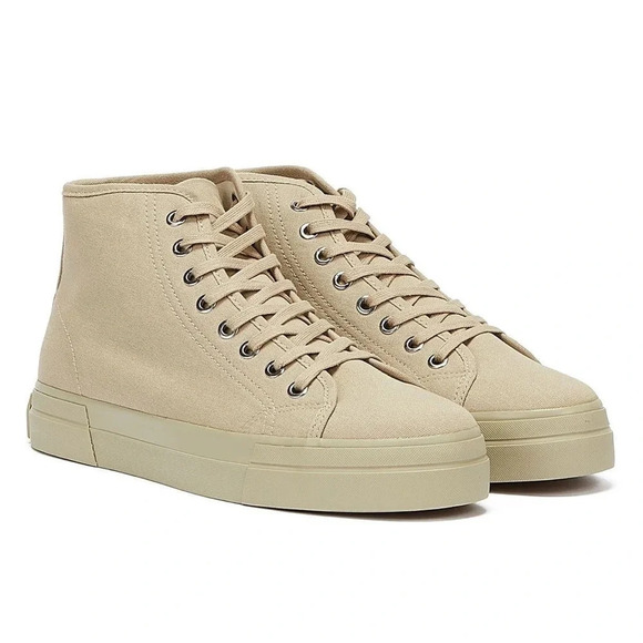 Vagabond Teddie Khaki Trainers High Top Sneakers Lace Up Beige Tan Platform - Picture 2 of 16